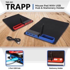 Trapp | Mouse Pad with USB Hub & Stationery Holder