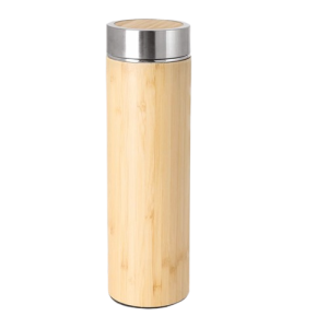 Bamboo flask with strainer