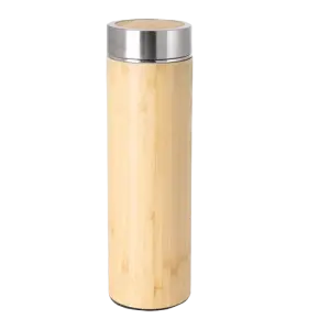 Bamboo flask with strainer