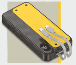 ZAP 10,000 mAh Power bank with Display & In-Built Cables