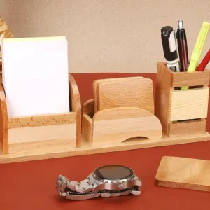 Essentials Wooden Multislot Stand with Coasters