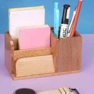 Essentials Wooden Pen & Dual Notes Holder