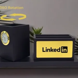 Rotating Pen Stand with Clock