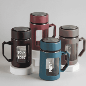 Personalised Borosilicate Glass Mug with Lid