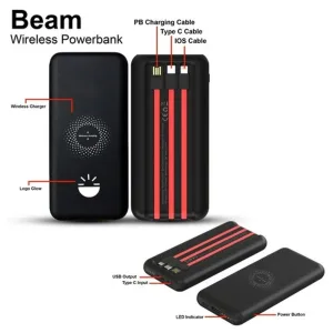 Beam 10000mAh Powerbank with Inbuilt Cables